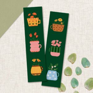 Marque-page Tasses fleuries
