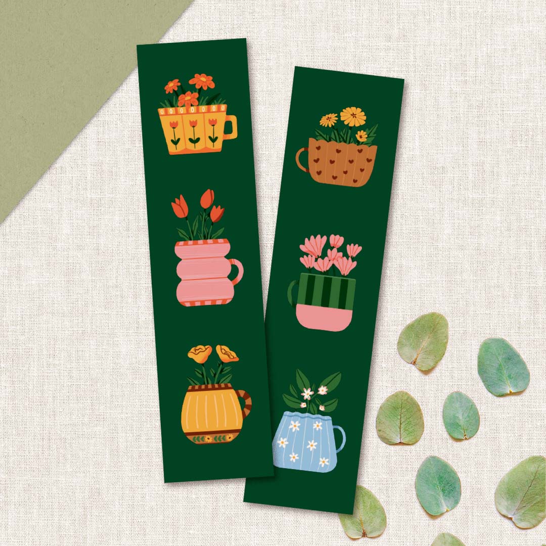 Marque-page Tasses fleuries