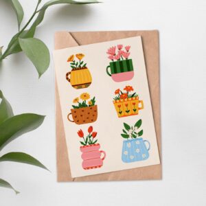 Carte Tasses fleuries